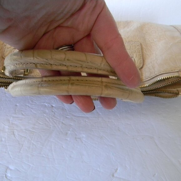 TORY BURCH BEIGE CROC EMBOSSED LEATHER SATCHEL TOTE TRIPLE COMPARTMENT - Picture 7 of 10